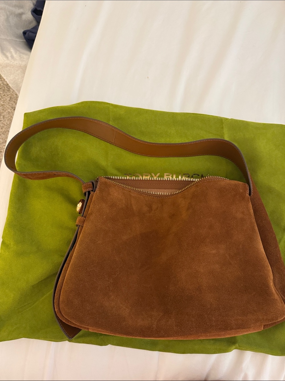 Tory Burch Brown Suede Romy Shoulder Bag